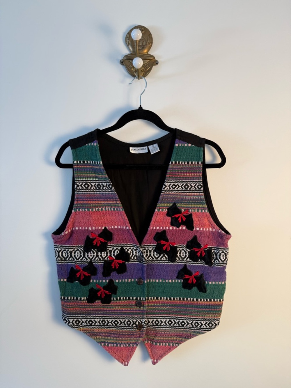 Vintage tapestry vest with Scottie dogs